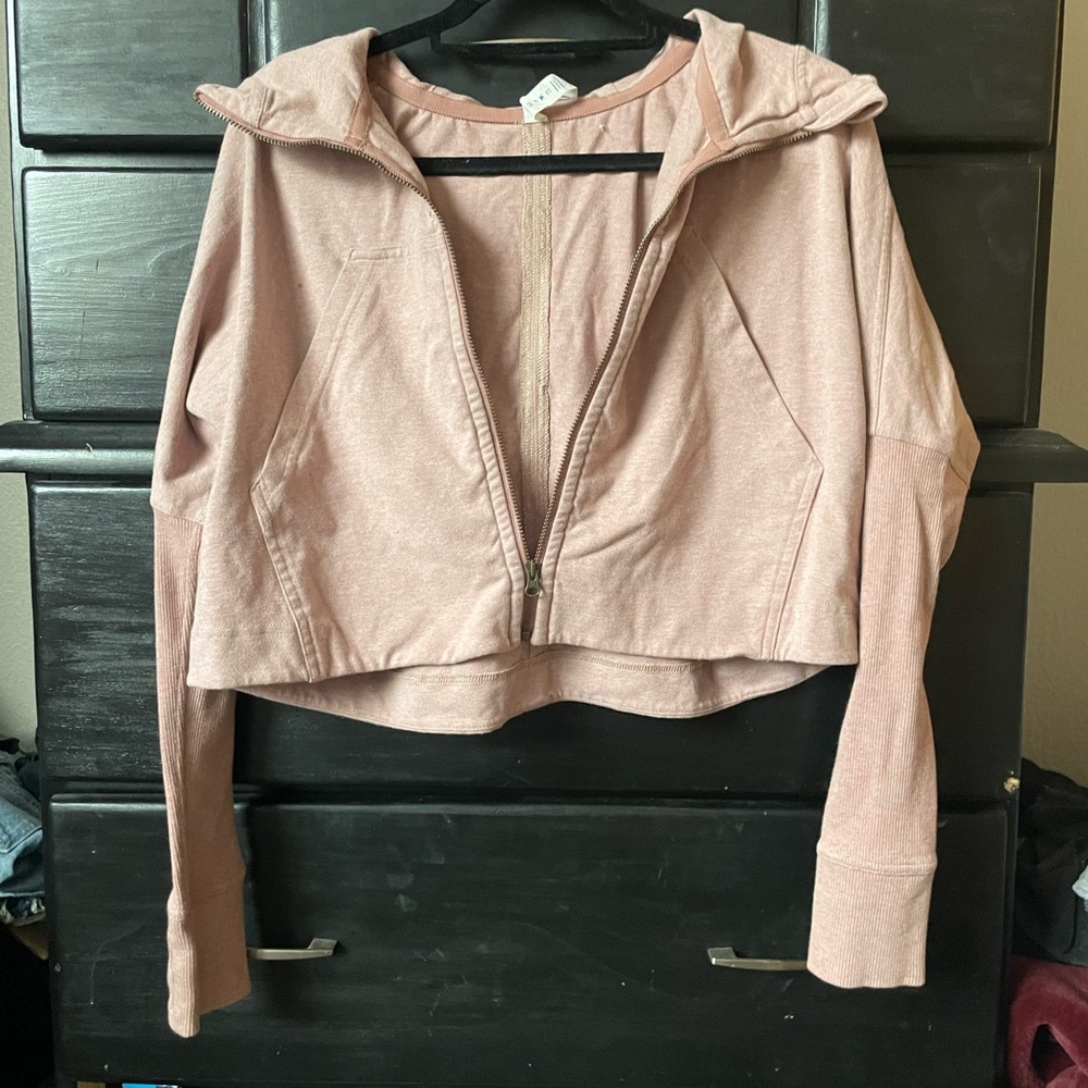 Pink Cropped Lululemon Hooded Jacket
